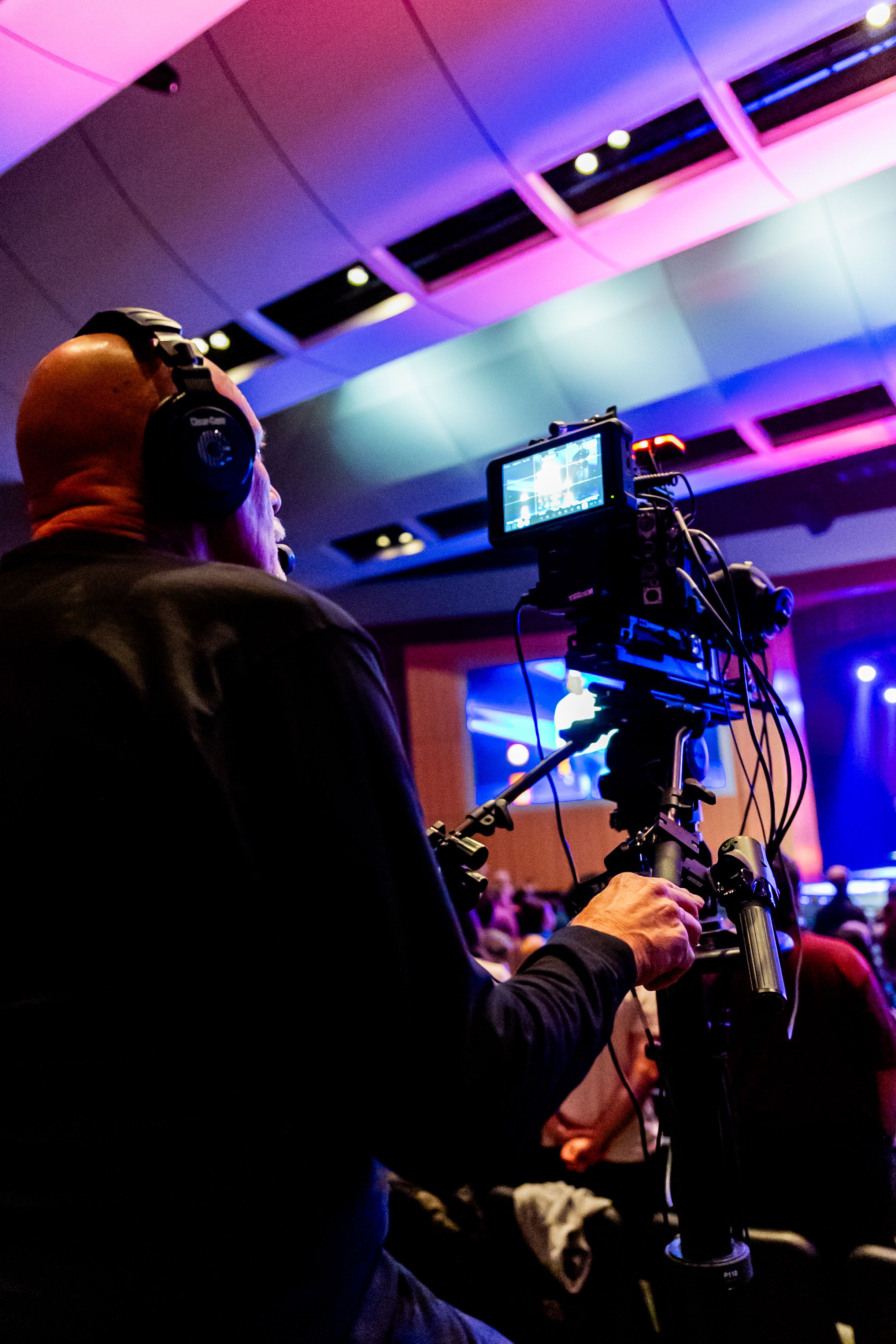 Broadcast cameraman on set